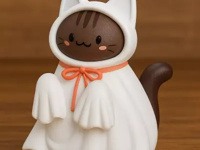 Cute Ghost Cat Figurine 3D print model