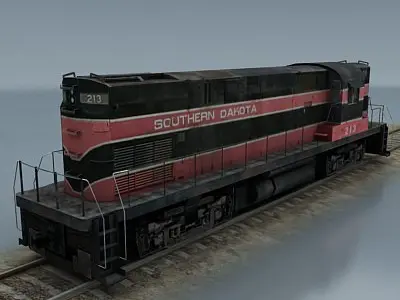 train collection 2 amtrak on tracks Low-poly 3D model