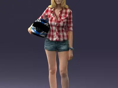 000022 Girl with motorcycle helmet 0623 3dp 3D print model