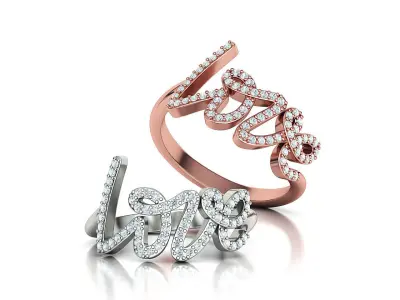 Love ring with diamonds printable model 3D print model