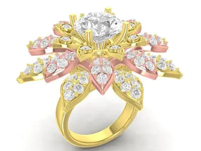 Luxury Floral Cluster Diamond Ring for Women  3499 3D print model