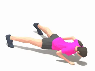one arm pushups Exercise Woman Animation Low-poly 3D model