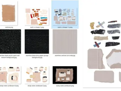 Cardboard and Cute Sticky Notes Set and seamless texture tiles Texture