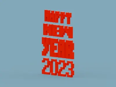 Happy New Year 2023 Low-poly 3D model