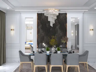 luxury reception and living room 3D model