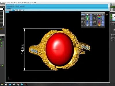 Luxury Oval Gemstone Ring with Floral Details 3D Model 3678 3D print model