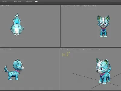 Cartoon puppy - blue male dog - Pet dog Low-poly 3D model