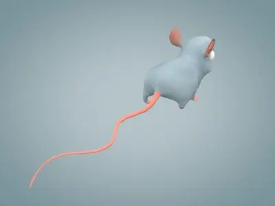 Mouse holding piece of bread Low-poly 3D model