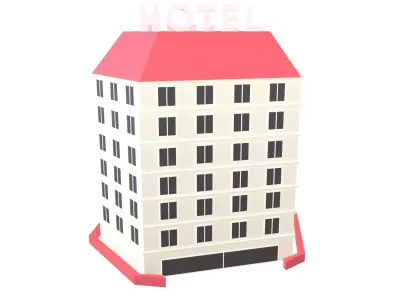 Low Poly Hotel v1 005 Low-poly 3D model