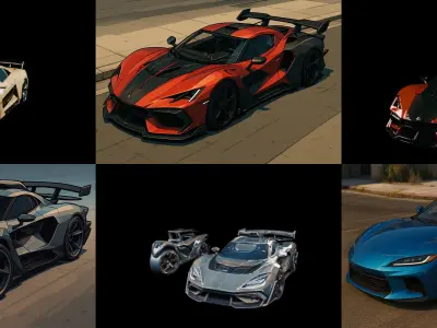 Sport Car bundle 16 pack 100 glb 3D model