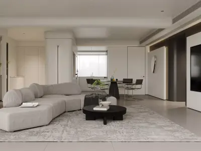 Modern living room dining room interior scenes 301 3D model