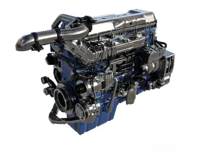 Volvo D13 diesel engine Low-poly 3D model