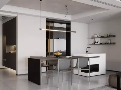 Modern living room dining room interior scenes 238 3D model