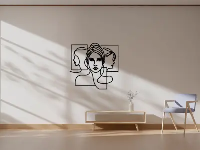 Continuous Line Female Portrait 3D print model