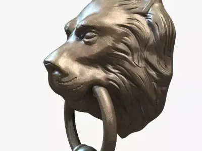 Lion Head Door Knocker Low-poly 3D model