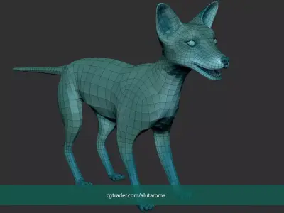 Fox Dog Basemesh Unwrapped Animation Groom Subdivision Ready Low-poly 3D model