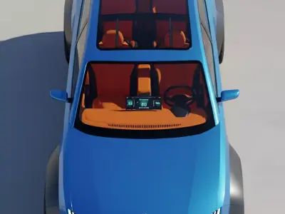 Futuristic Blue Electric SUV Concept Low-poly 3D model
