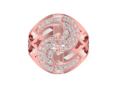 Luxury Twisted Diamond Ring for Women 3D Model 1479 3D print model