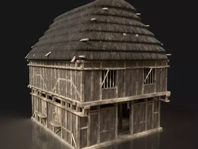 Next Gen AAA THATCHED FANTASY MEDIEVAL WOODEN GRANARY SILO HOUSE Free low-poly 3D model