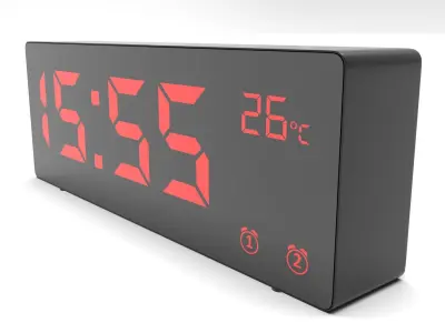 CLOCK BLACK RED Low-poly 3D model