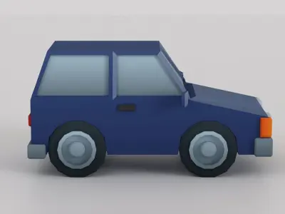 Cartoon Low Poly Car 01 - Hatchback Low-poly 3D model