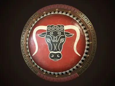 Hoplite Shield Bull Low-poly 3D model