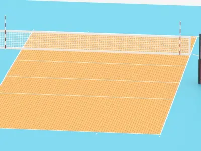Cartoon Volleyball Court 3D model