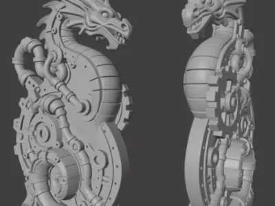 Industrial Dragon Sculpture 3D print model