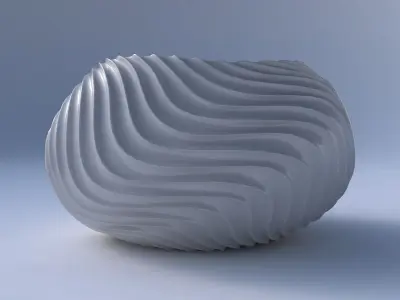 Bowl squeezed twisted with wavy extruded lines 2 3D print model