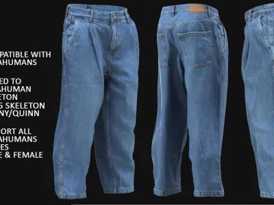 Jeans 136 - All MH Bodies - UE5 Skeletons - Rigged Low-poly 3D model
