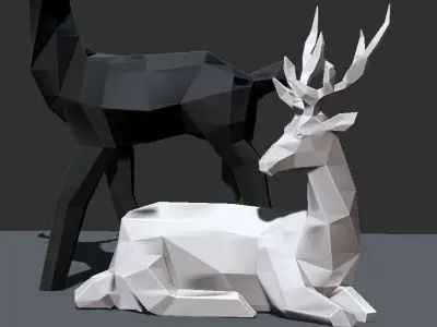 Geometric Deer Statue Nordic Decoration Home Decor  3D print model