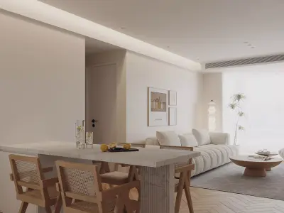 Modern living room dining room interior scenes 425 3D model