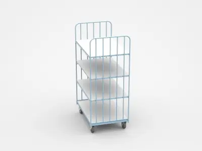 Semi-level Movable Shelf On Wheels 3D model