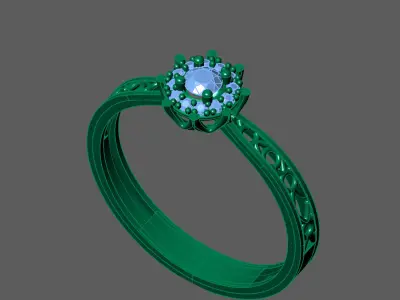 Womens Rings With Stone Ring Ready STL 3DM Models Rings women 3D print model 5
