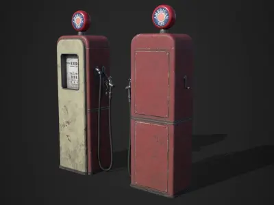 Gas Pump Low-poly 3D model shop