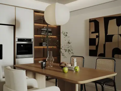 modern living room dining room interior scenes 33 3D model