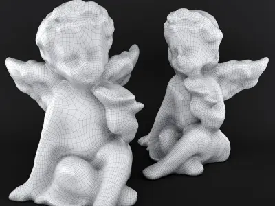 Sculpture Angel with a rose 3D model