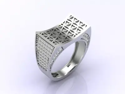 Print Ready STL 3DM  Gents Rings Diamond Men Ring  3D print model 48