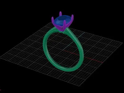 Solitaire Oval Diamond Engagement Ring  3D print model