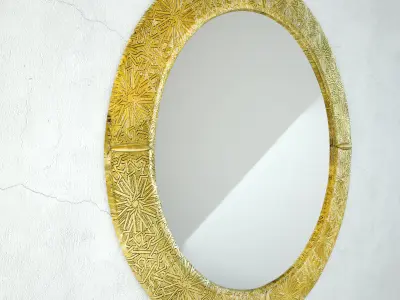 Round Brass Moorish Mirror 3D model