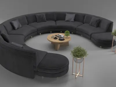 Round Sofa Set 2 3D model