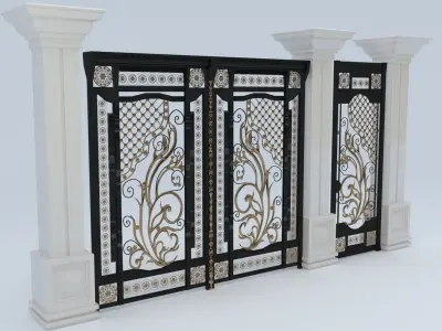 Metal Door for entrance - wrought Iron-luxury Low-poly 3D model