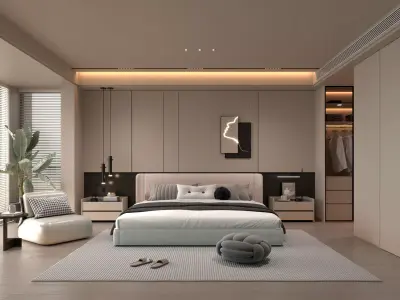 Bedroom interior 20 Low-poly 3D model