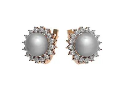 earrings with pearls and stones 37 3D print model