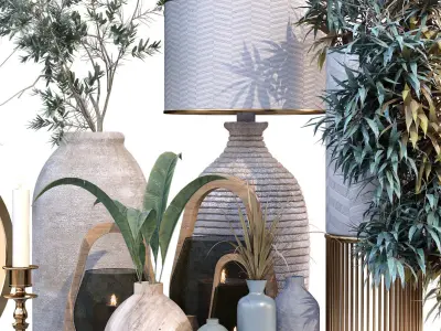 Green decoration object set 222 3D model