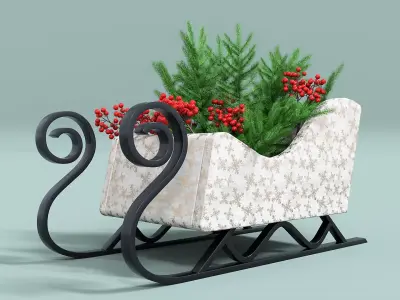 Decorative Sleigh Christmas Low-poly 3D model