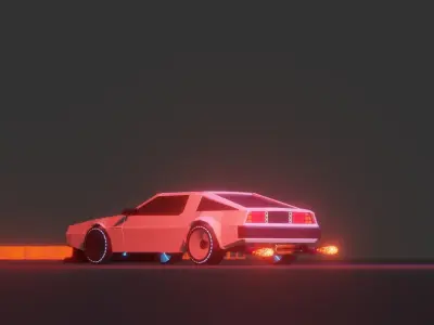 Delorean Low Poly Custom 3D model