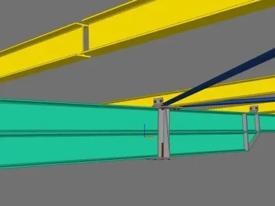 Steel Roof Structure OBJ and IFC 3D Model 3D model