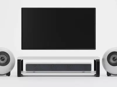 TV Unit with Flat Screen and Sound System V6 - Home Cinema Low-poly 3D model