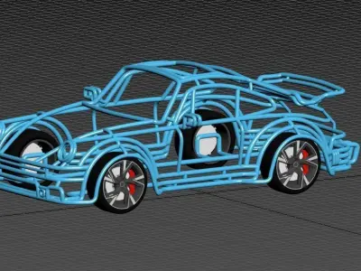 Porsche 911 Wireframe VER 1 - Porsche 911 Turbo 930 3D print model
